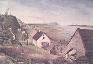  A typical seigneury (farm) near Québec, watercolour by Thomas Davies, circa 1787 Source - https://www.collectionscanada.gc.ca/settlement/kids/021013-2051.6-e.html
