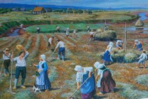 Habitants farming on a Seigneury