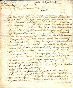 Opening page of a letter from Quebec City, a La Rochelle merchant involved in maritime trade with New France.